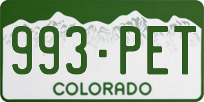 CO license plate 993PET