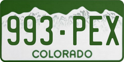 CO license plate 993PEX