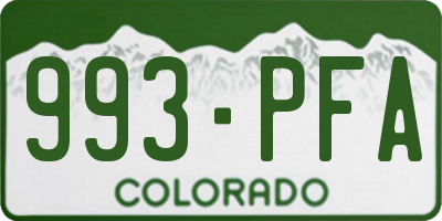 CO license plate 993PFA