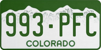 CO license plate 993PFC