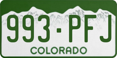 CO license plate 993PFJ