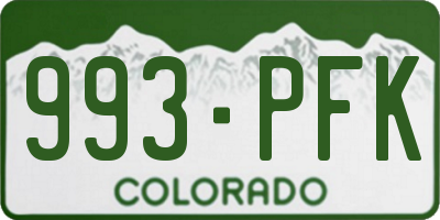 CO license plate 993PFK