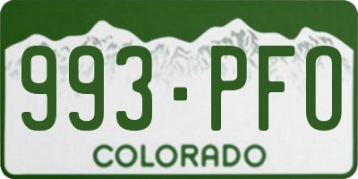 CO license plate 993PFO