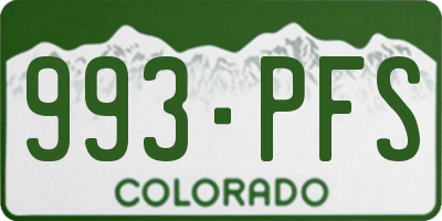 CO license plate 993PFS