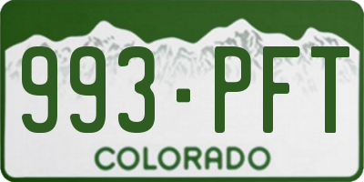 CO license plate 993PFT