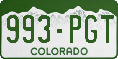 CO license plate 993PGT
