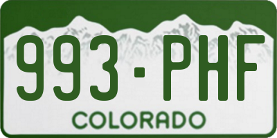 CO license plate 993PHF