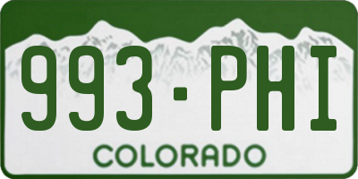 CO license plate 993PHI