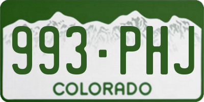 CO license plate 993PHJ