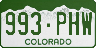 CO license plate 993PHW