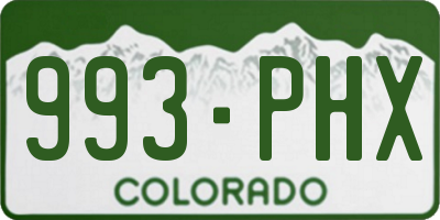 CO license plate 993PHX