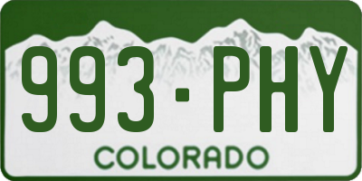 CO license plate 993PHY