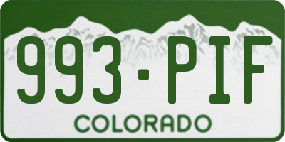 CO license plate 993PIF