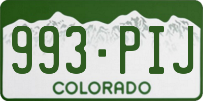 CO license plate 993PIJ