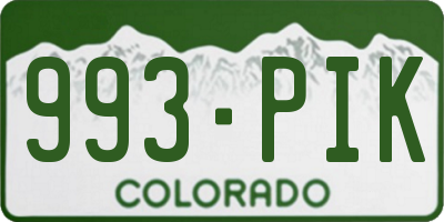 CO license plate 993PIK