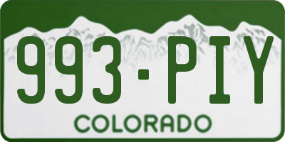 CO license plate 993PIY