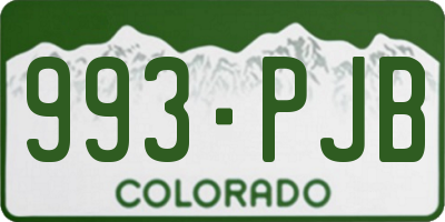 CO license plate 993PJB