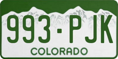 CO license plate 993PJK