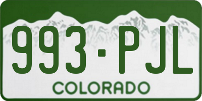 CO license plate 993PJL