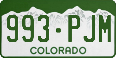 CO license plate 993PJM
