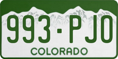 CO license plate 993PJO