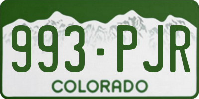 CO license plate 993PJR