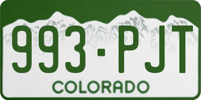 CO license plate 993PJT