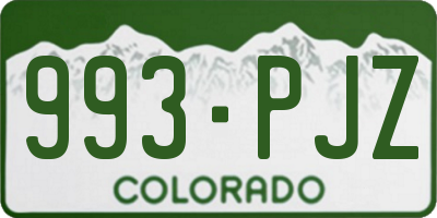 CO license plate 993PJZ