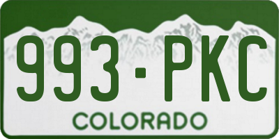 CO license plate 993PKC