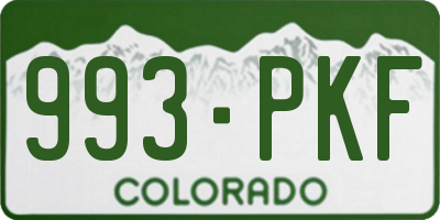 CO license plate 993PKF