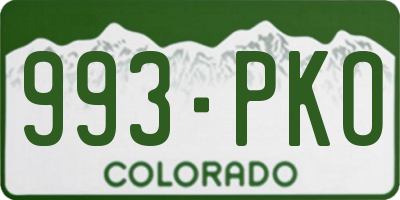 CO license plate 993PKO