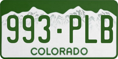 CO license plate 993PLB