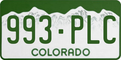 CO license plate 993PLC