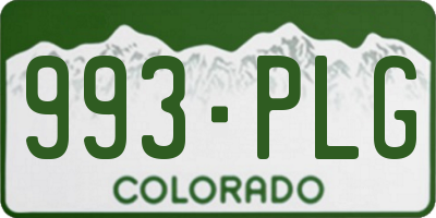 CO license plate 993PLG