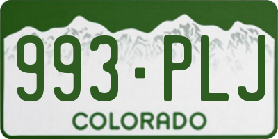 CO license plate 993PLJ
