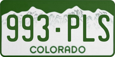 CO license plate 993PLS
