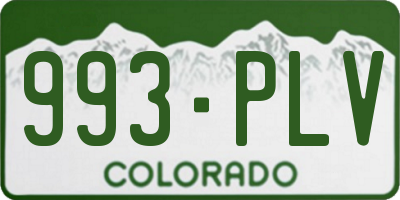 CO license plate 993PLV