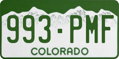 CO license plate 993PMF