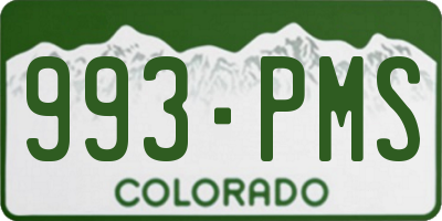 CO license plate 993PMS