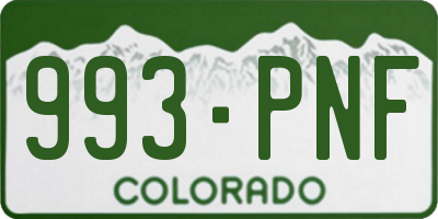 CO license plate 993PNF