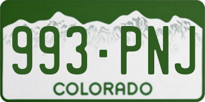 CO license plate 993PNJ