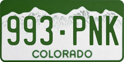 CO license plate 993PNK