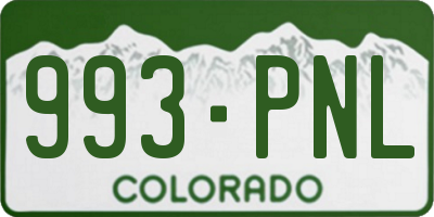 CO license plate 993PNL