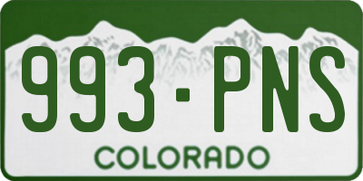 CO license plate 993PNS