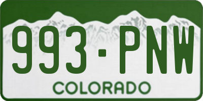 CO license plate 993PNW