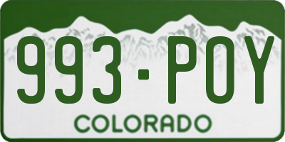 CO license plate 993POY