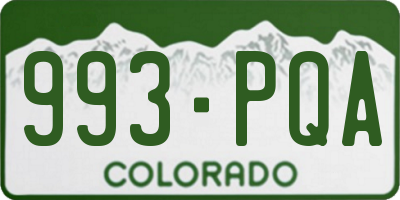 CO license plate 993PQA