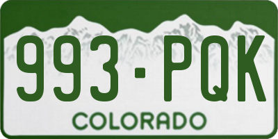 CO license plate 993PQK