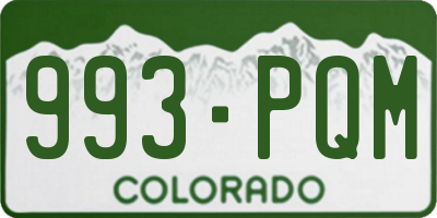 CO license plate 993PQM