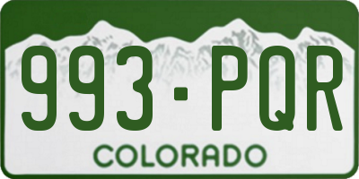 CO license plate 993PQR